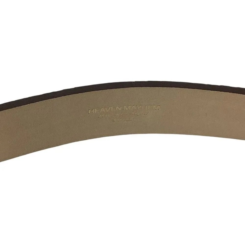HEAVEN MAYHEM Gaia Belt Size S Brown Croc Embossed Leather Silver